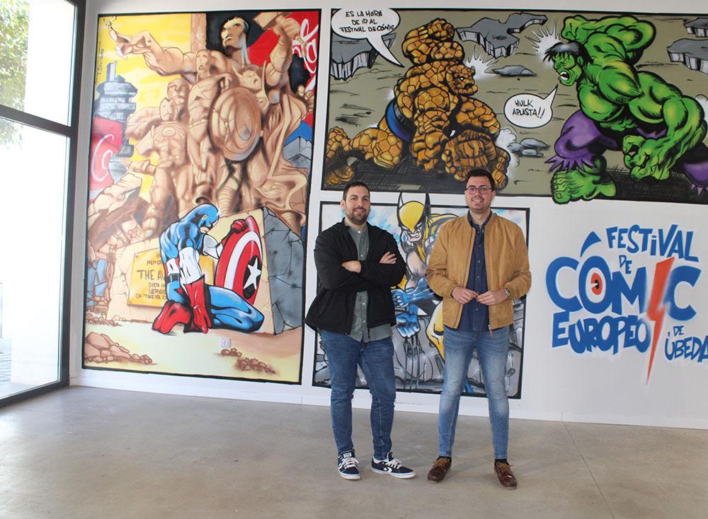 Pablo Lozano, Diego Cano, han presentado el mural con motivo del Día del Cómic.